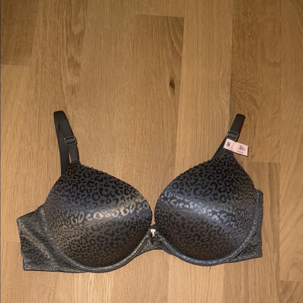 Leopard Print Padded Underwire Bra - Black Body By Victoria Bra 36D